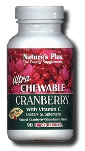 Ultra Chewable Cranberry Supplement - Nature's Plus - 90 or 180 ct