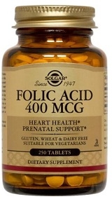 Solgar Folic Acid 400 mcg, 100 or 250 tabs