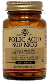 Solgar Folic Acid 800 mcg, 100 or 250 vegicaps