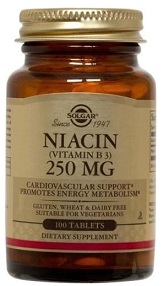 Solgar Niacin Vitamin B-3 250mg, 100 tabs