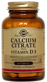 Solgar Calcium Citrate with Vitamin D - 60, 120, 240 Tabs