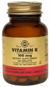Solgar Vitamin K 100 mcg Tablets
