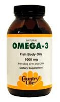 Country Life Omega-3 Fish Oil 1000mg, 100 softgels