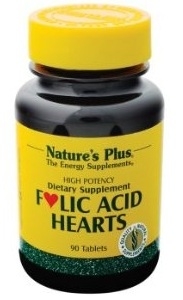 Nature's Plus Folic Acid Hearts 90 Tablets - Folic Acid, Vit. B-6 & B12